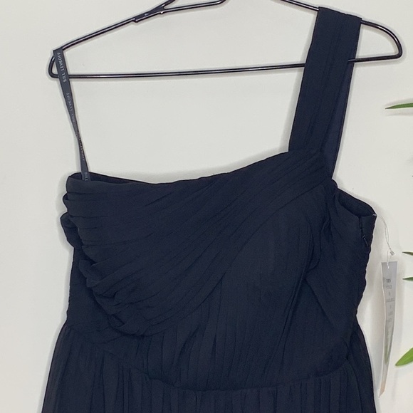 Bill Levkoff NWT Black One Shoulder Evening Cocktail Wedding Side Zip Dress 14 - Picture 3 of 16